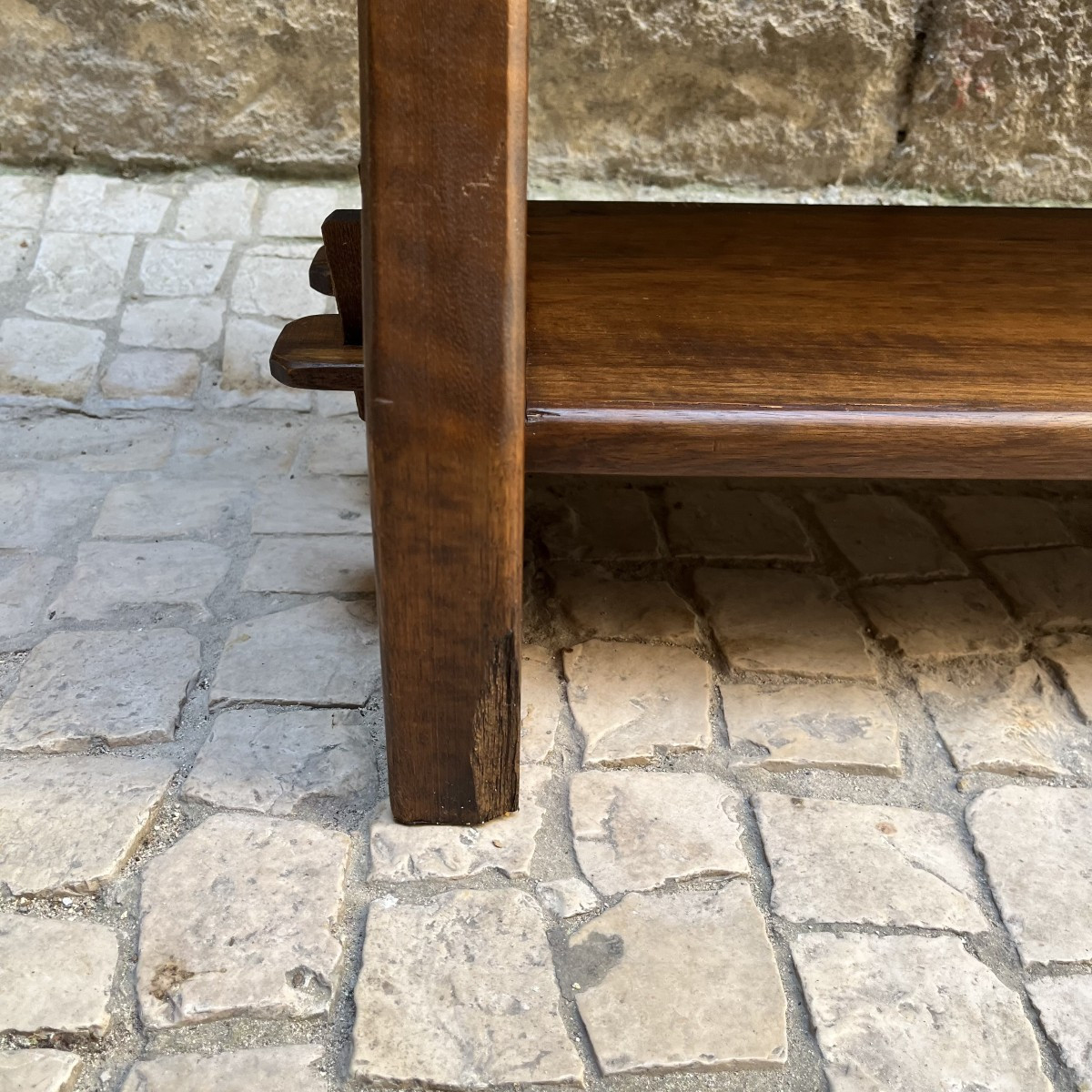 Brutalist Solid Wood Shelf, Circa 1950-photo-4