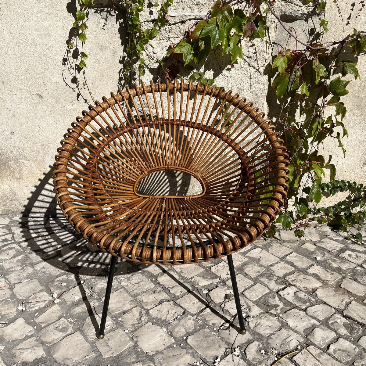 Rattan "sun" Armchair By Janine Abraham And Dirk Jan Rol Circa 1950-photo-2