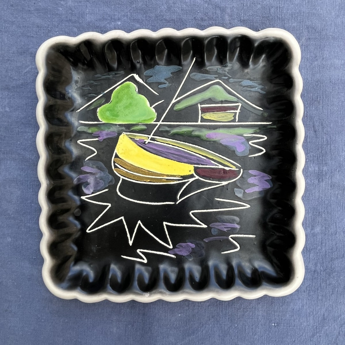 Cerenne Cake Service In Vallauris, Circa 1950-photo-3