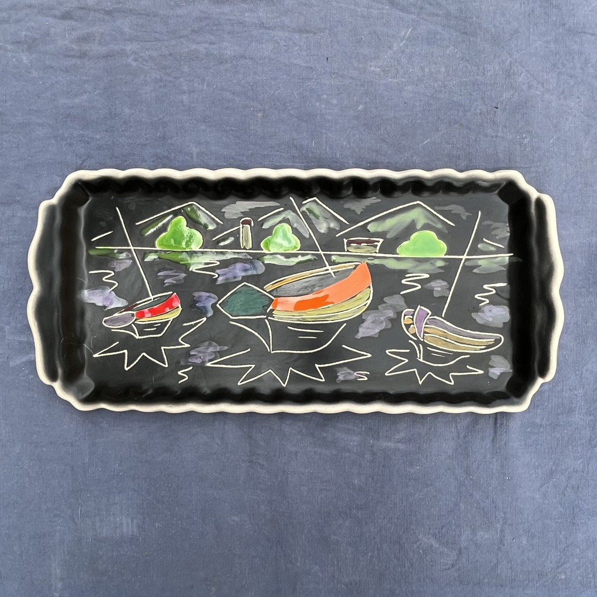 Cerenne Cake Service In Vallauris, Circa 1950-photo-4