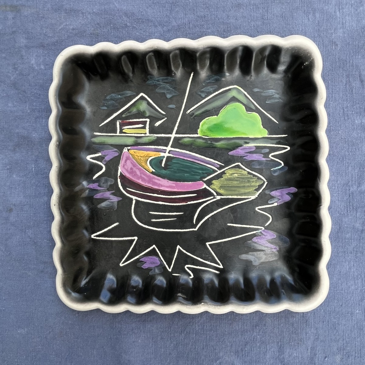 Cerenne Cake Service In Vallauris, Circa 1950-photo-2