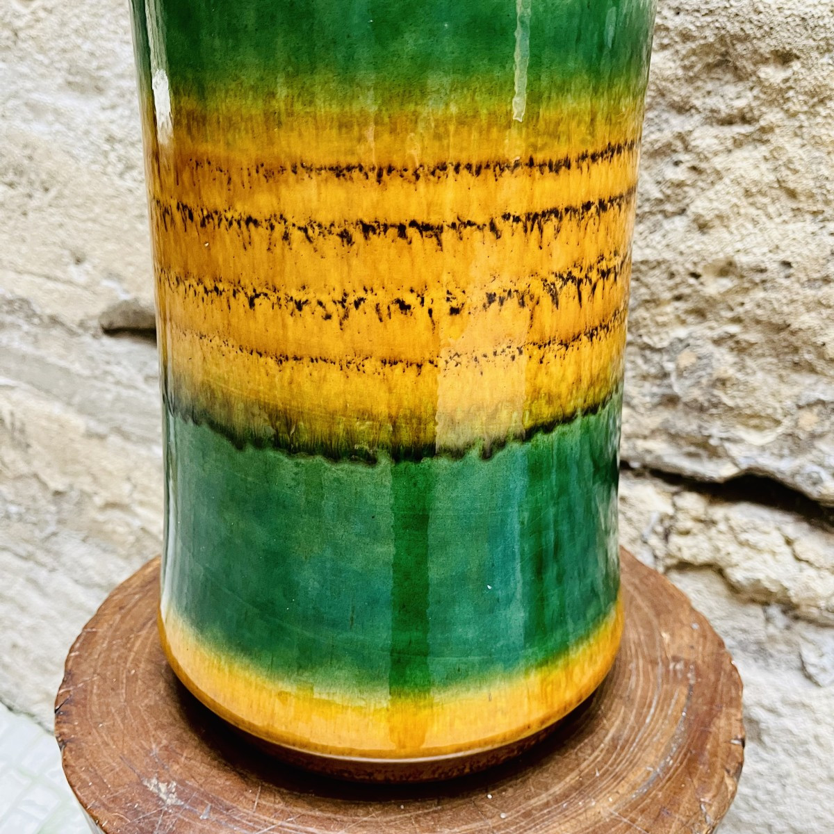 Germany Vase In Yellow  And Green Ceramic From The 1950s-60s-photo-3