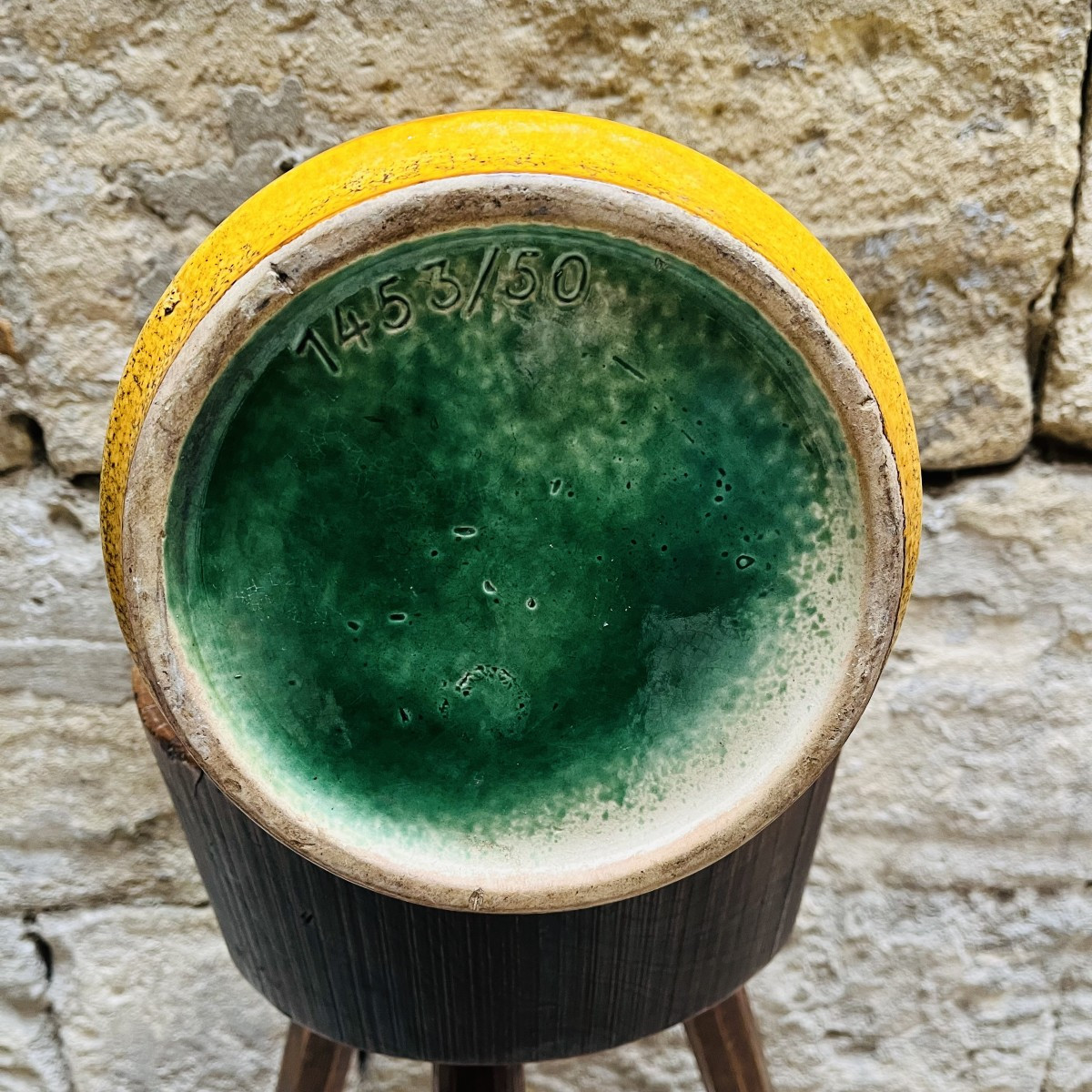 Germany Vase In Yellow  And Green Ceramic From The 1950s-60s-photo-4