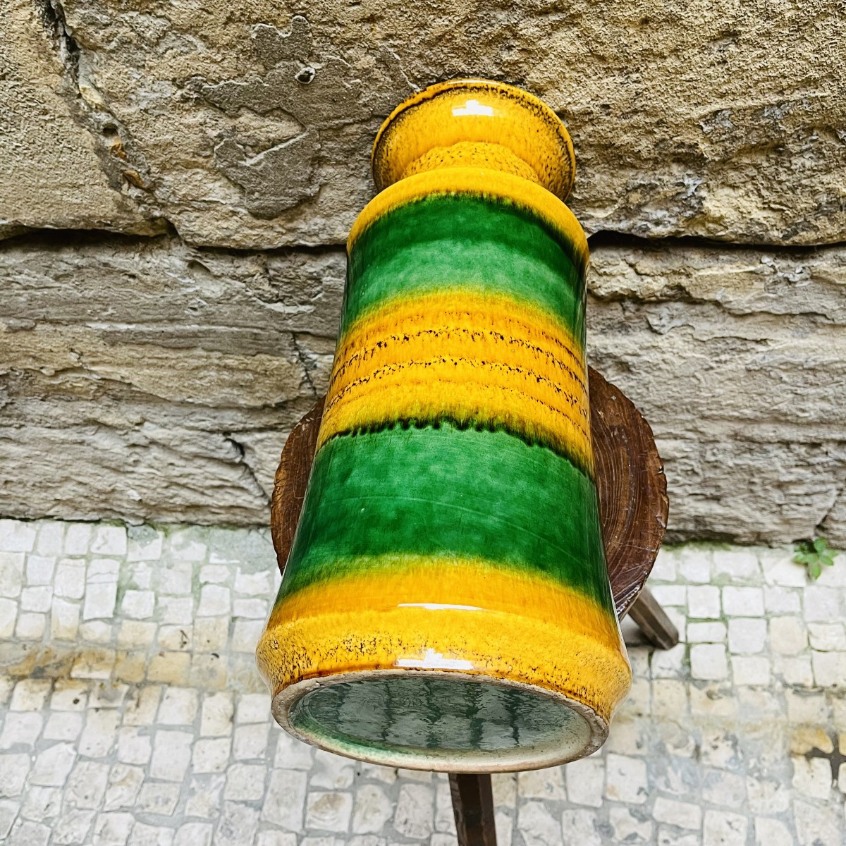 Germany Vase In Yellow  And Green Ceramic From The 1950s-60s-photo-2