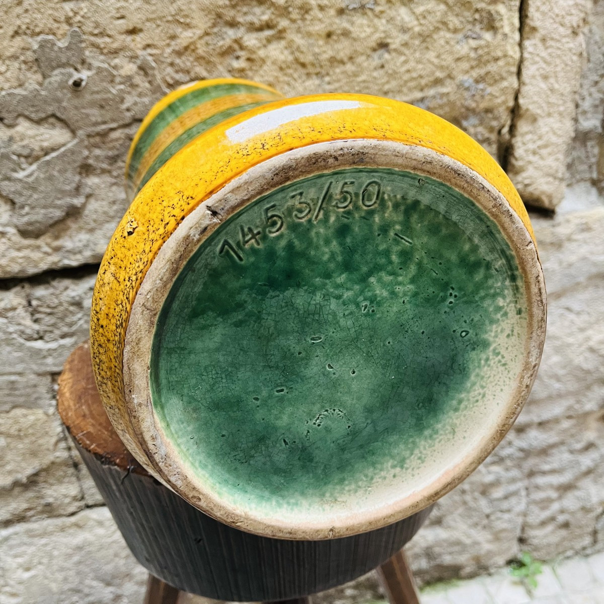 Germany Vase In Yellow  And Green Ceramic From The 1950s-60s-photo-3