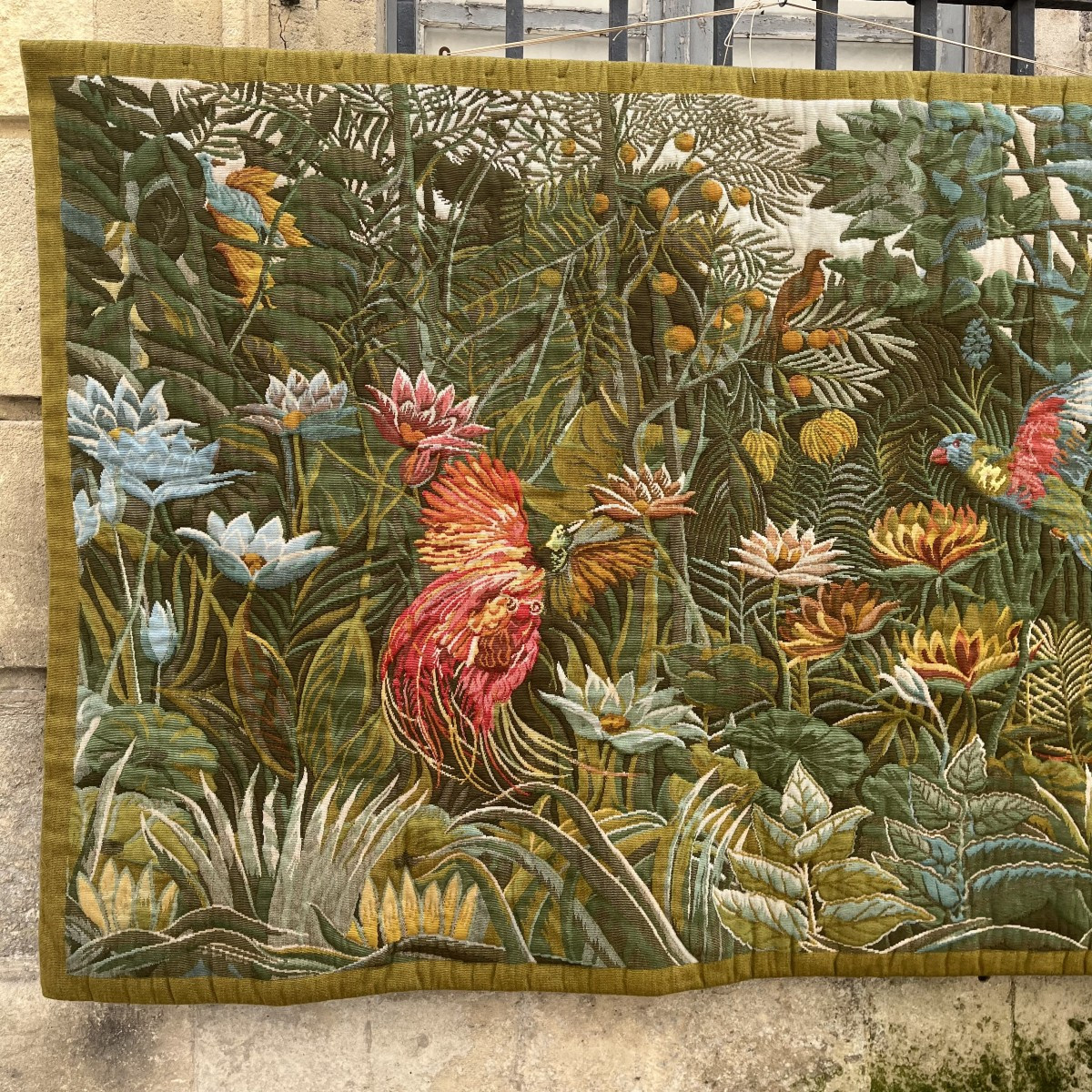 Tapisserie ”Forêt tropicale”, métier Jacquard circa 1960-70 -photo-1