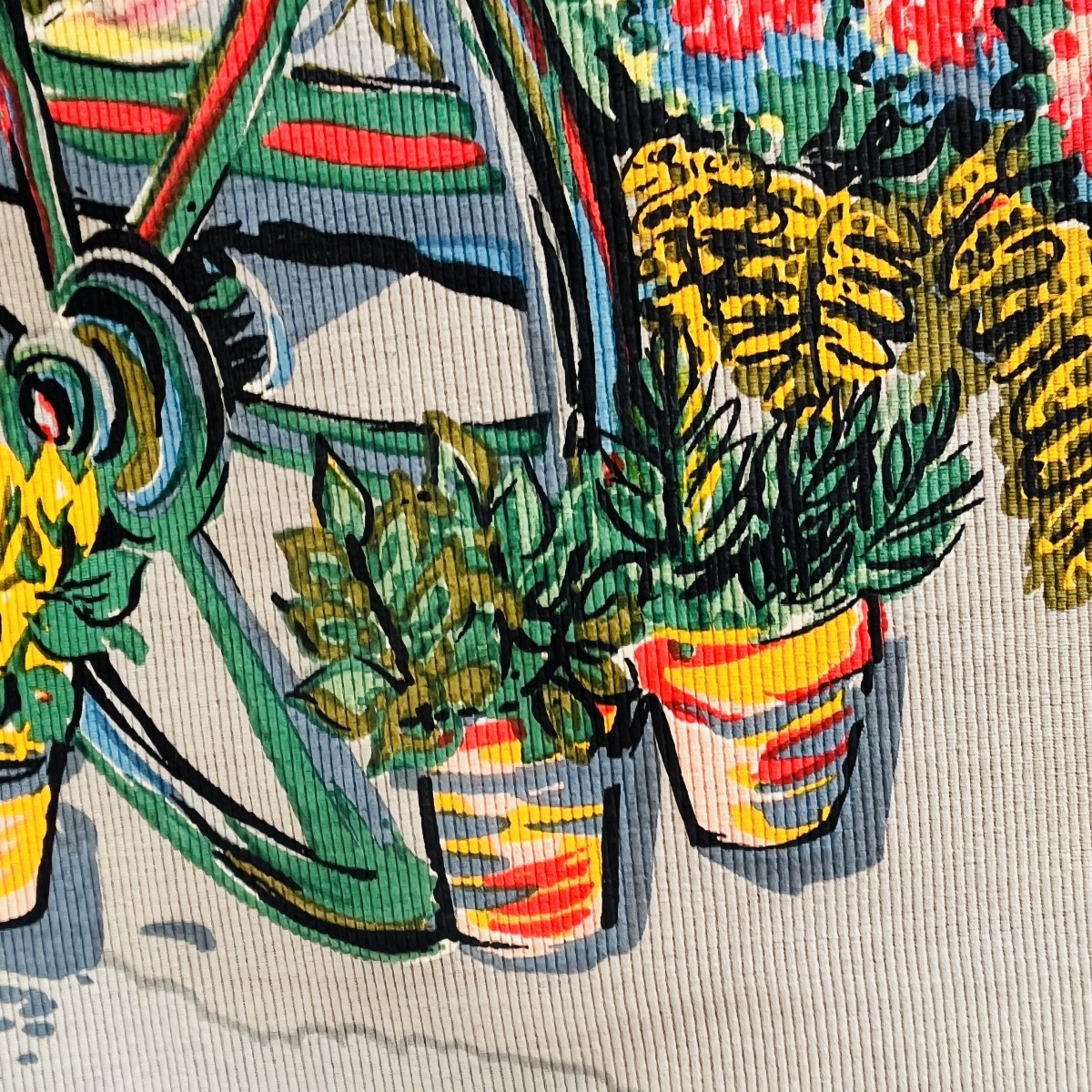 Tapisserie sérigraphie "la marchande de fleurs à Paris" de Forest circa 1950-photo-3