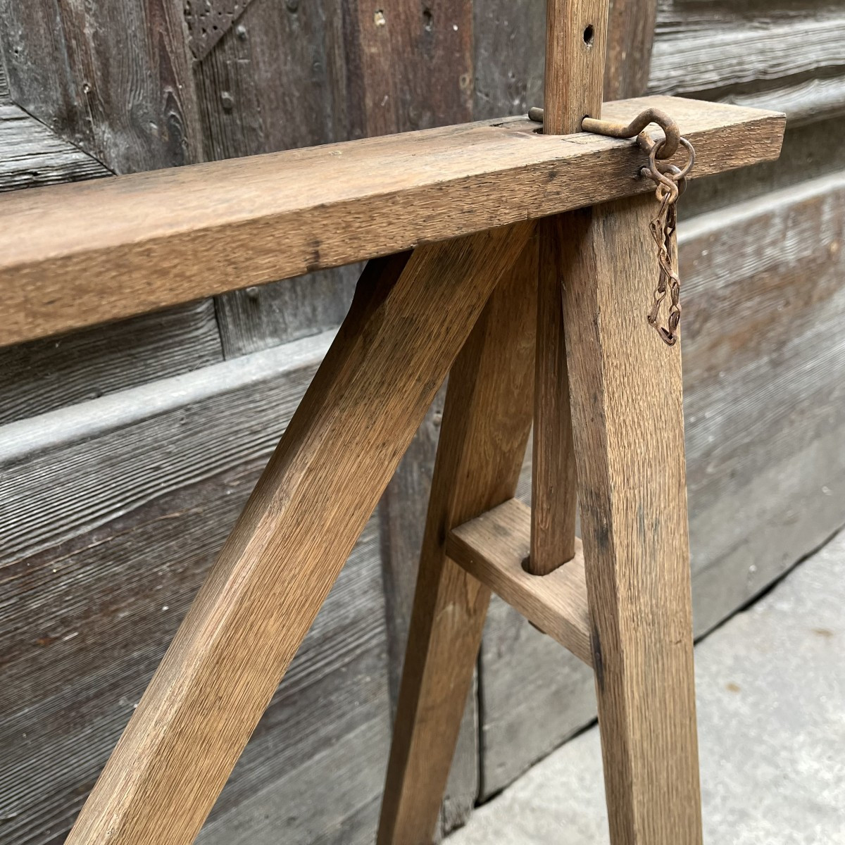 Paire de tréteaux d'architecte en chêne, XXe-photo-3