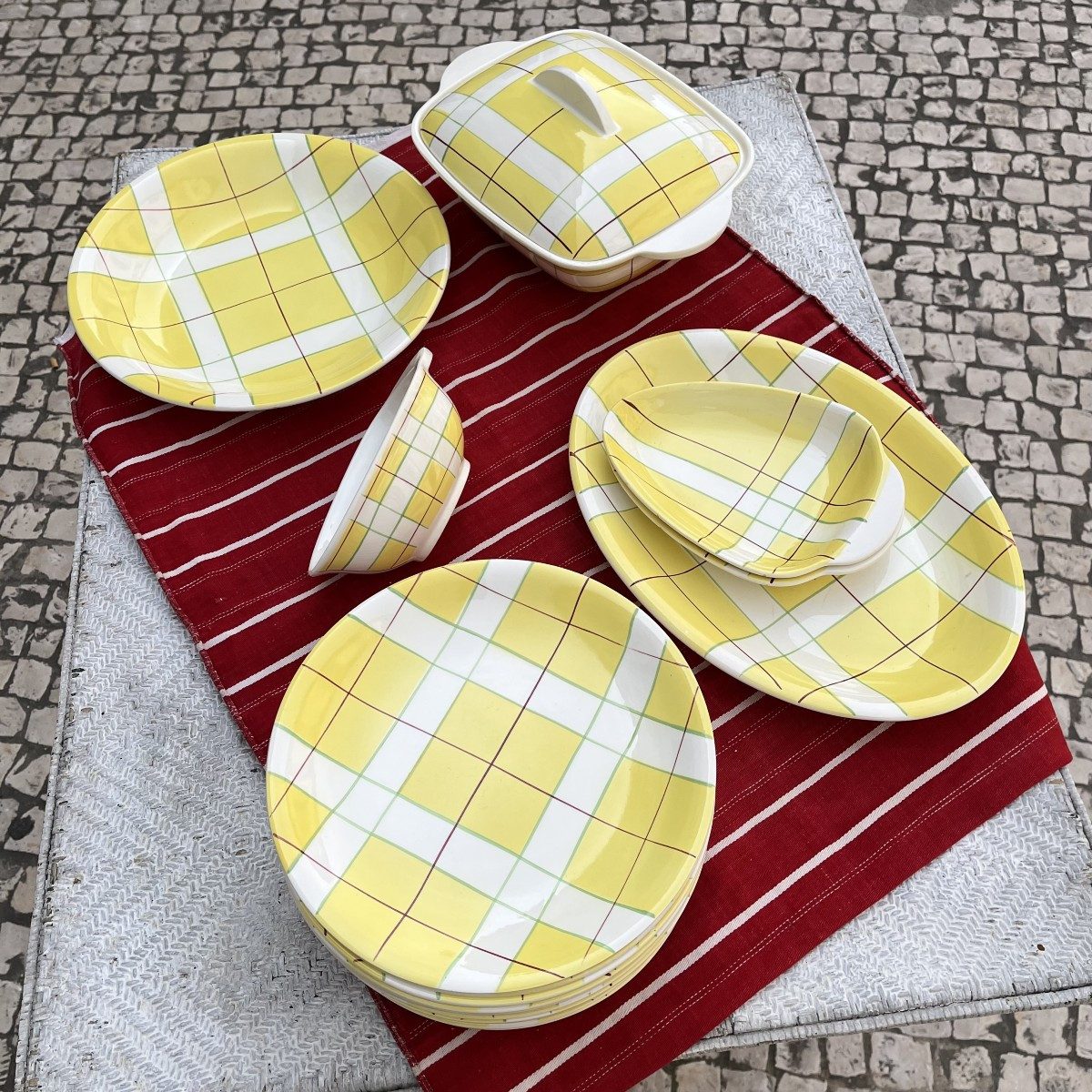Salins Dinner Service, Hossegor Model, Yellow, 21 Pieces, 1950-60s-photo-3