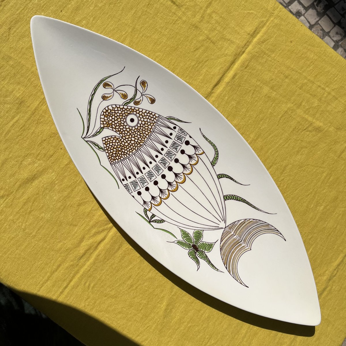 Salins Earthenware Fish Service, 13 Pieces-photo-2