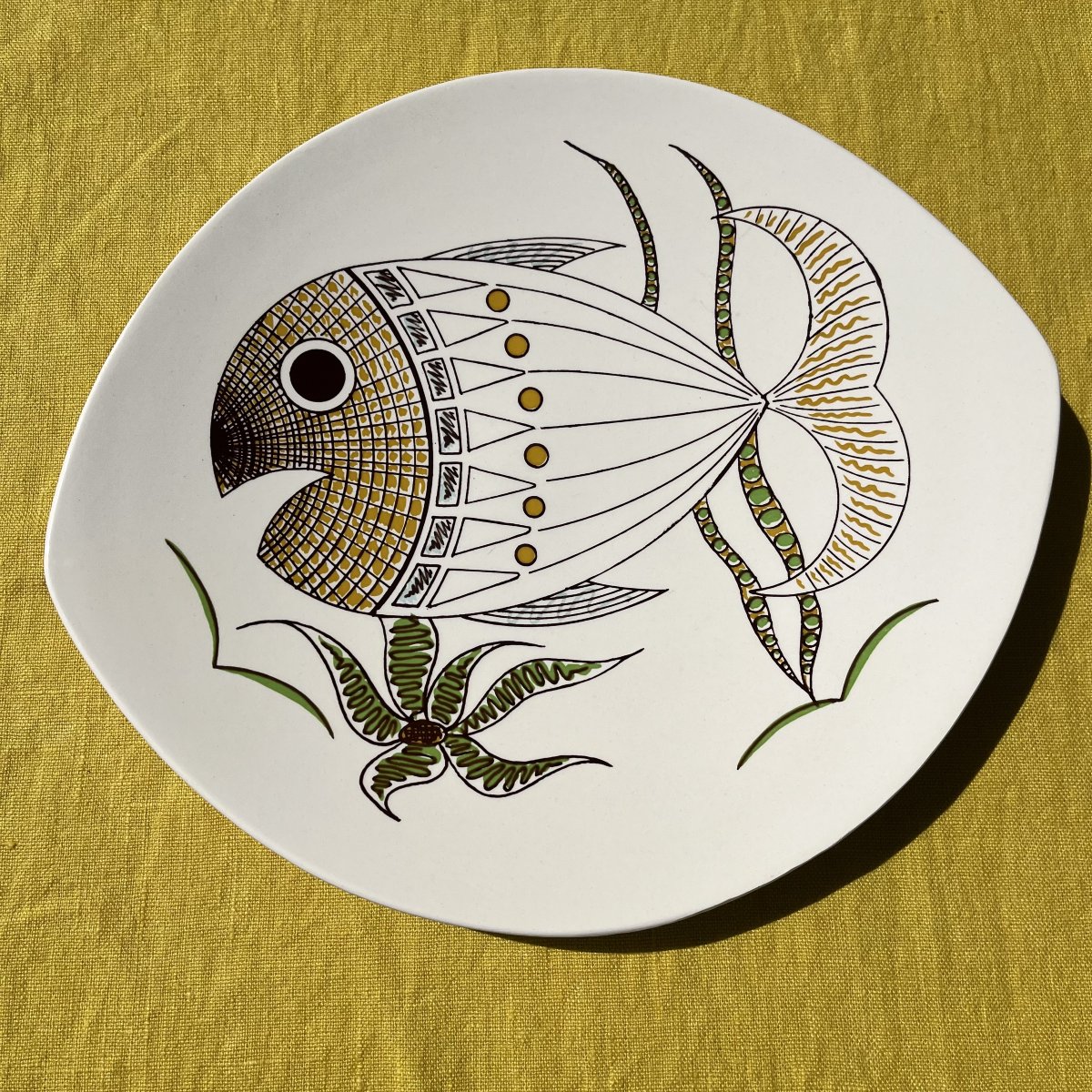 Salins Earthenware Fish Service, 13 Pieces-photo-1