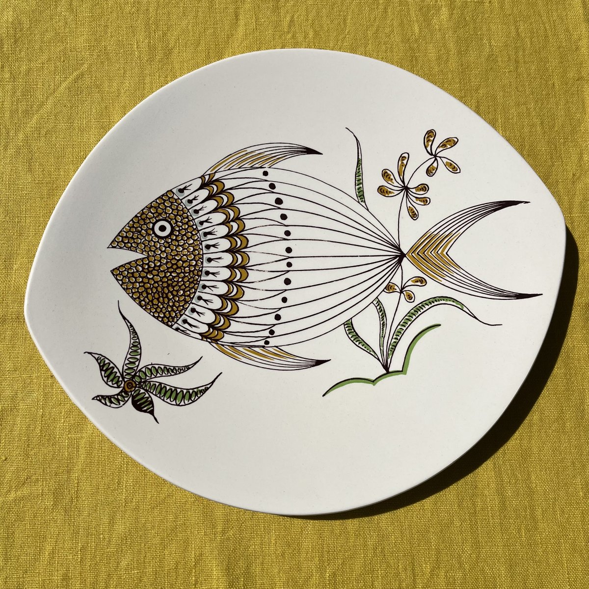Salins Earthenware Fish Service, 13 Pieces-photo-2