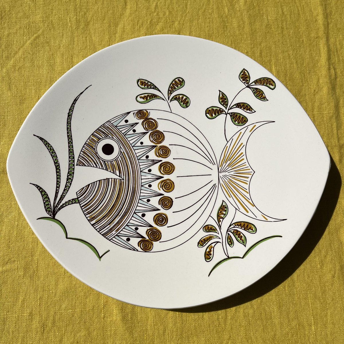 Salins Earthenware Fish Service, 13 Pieces-photo-3