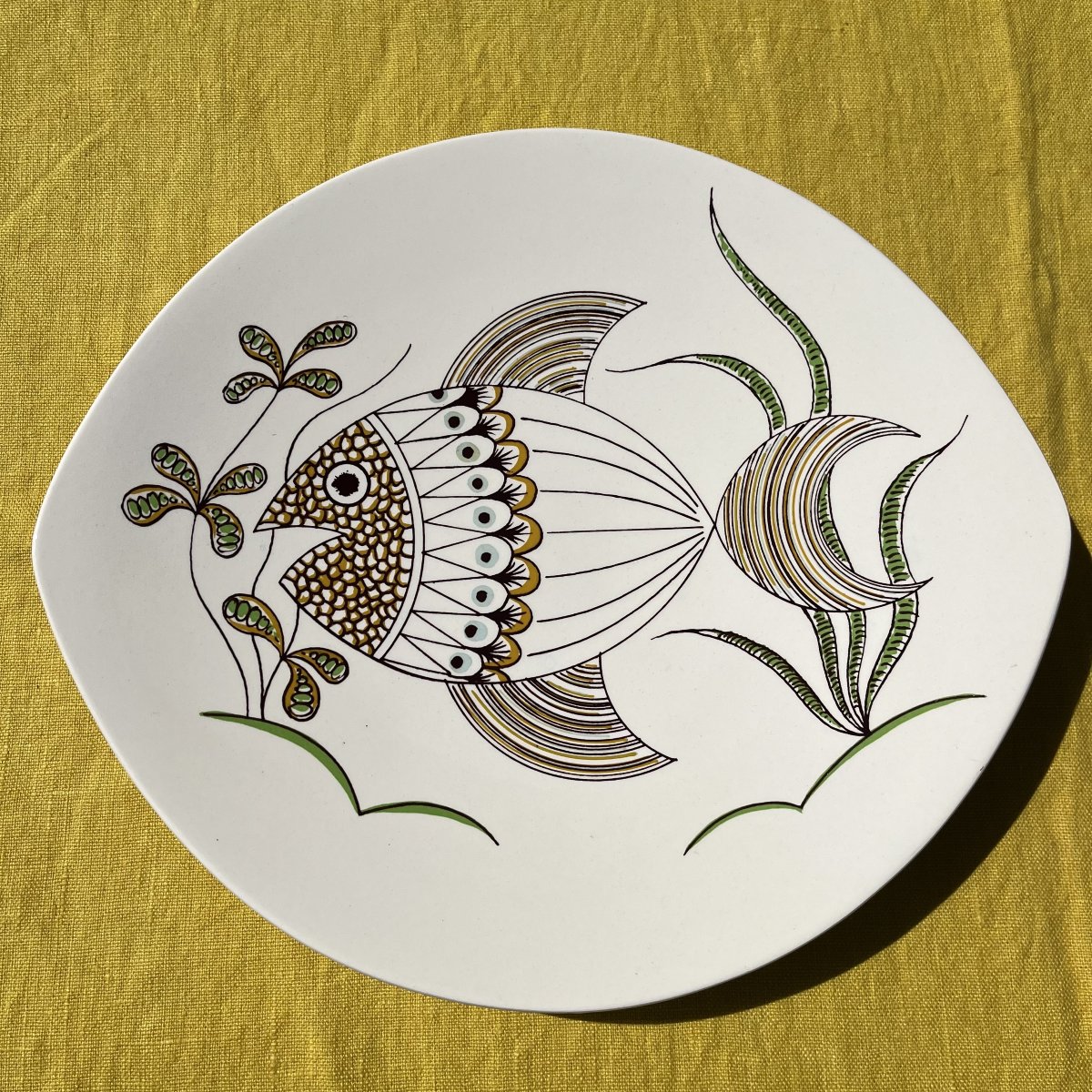 Salins Earthenware Fish Service, 13 Pieces-photo-4