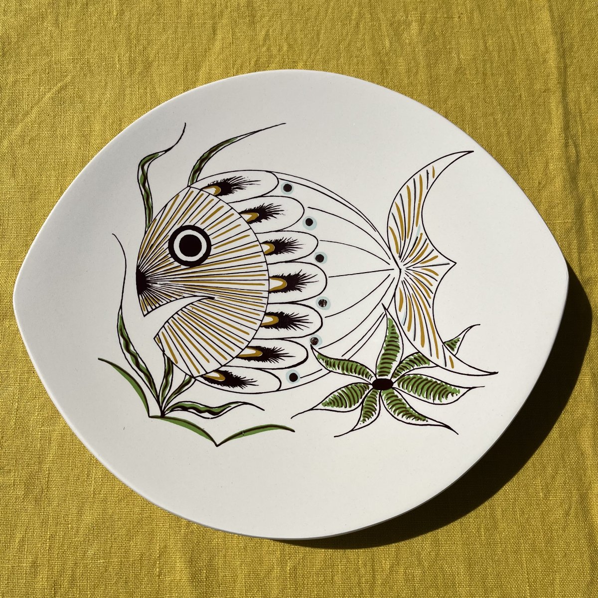 Salins Earthenware Fish Service, 13 Pieces-photo-5