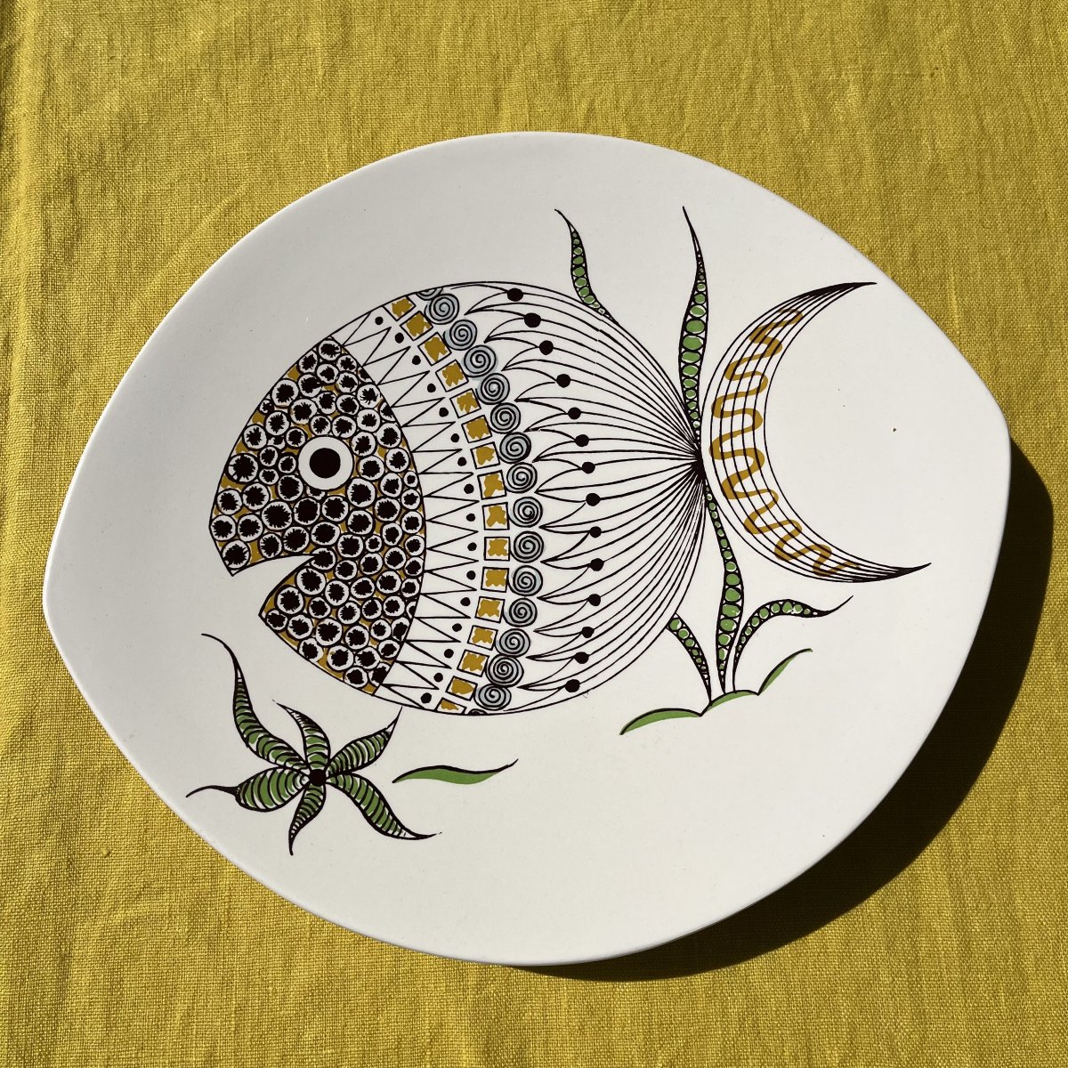 Salins Earthenware Fish Service, 13 Pieces-photo-6