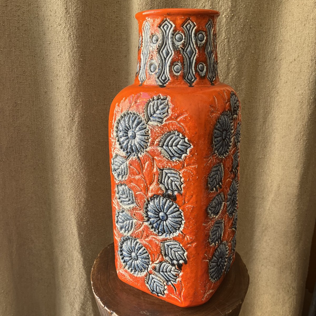 "germany" Vase, Glazed Ceramic With Floral Design, 1950s–1960s-photo-2