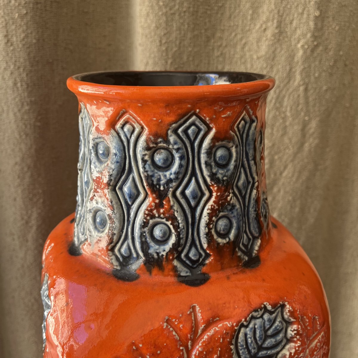 "germany" Vase, Glazed Ceramic With Floral Design, 1950s–1960s-photo-2