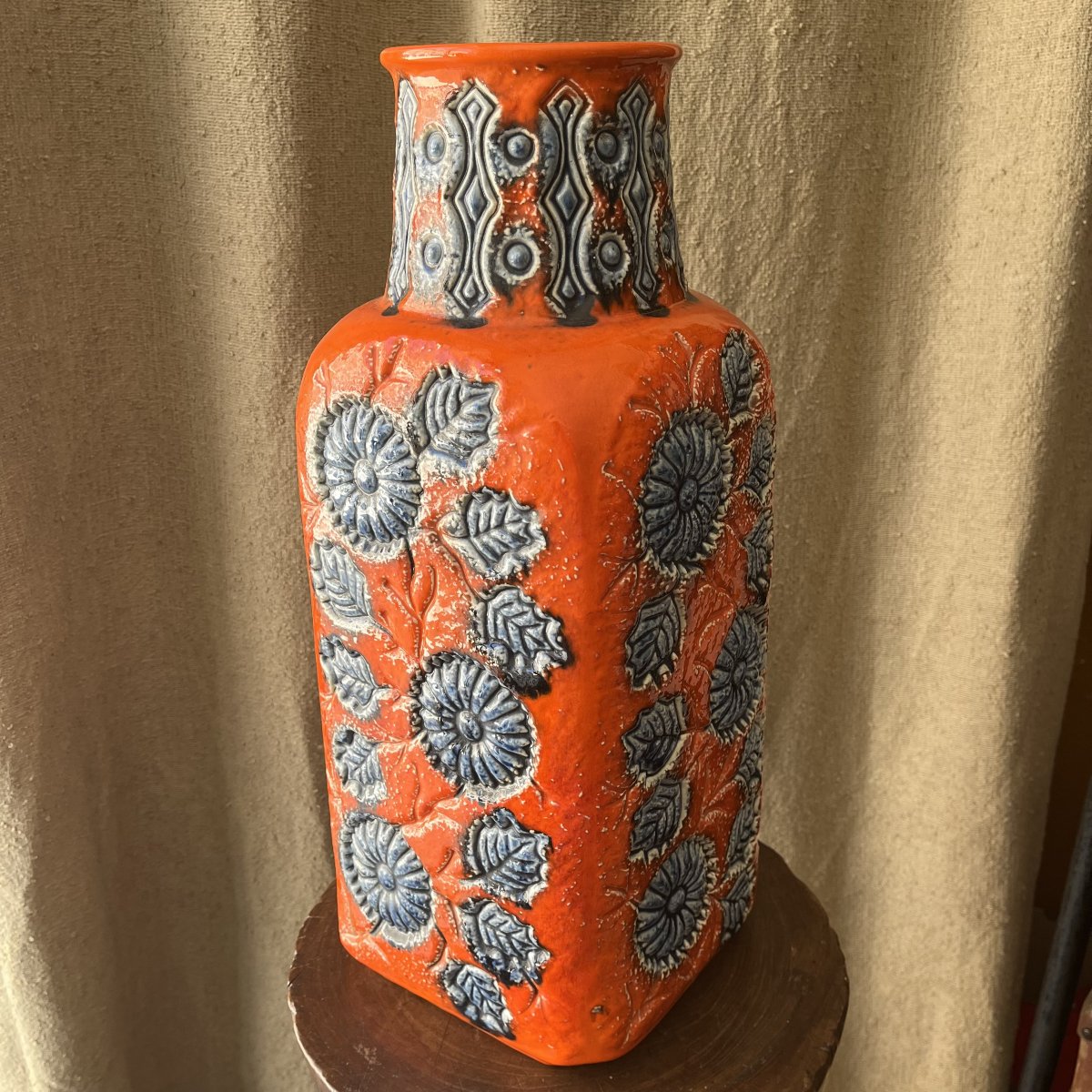 "germany" Vase, Glazed Ceramic With Floral Design, 1950s–1960s-photo-4