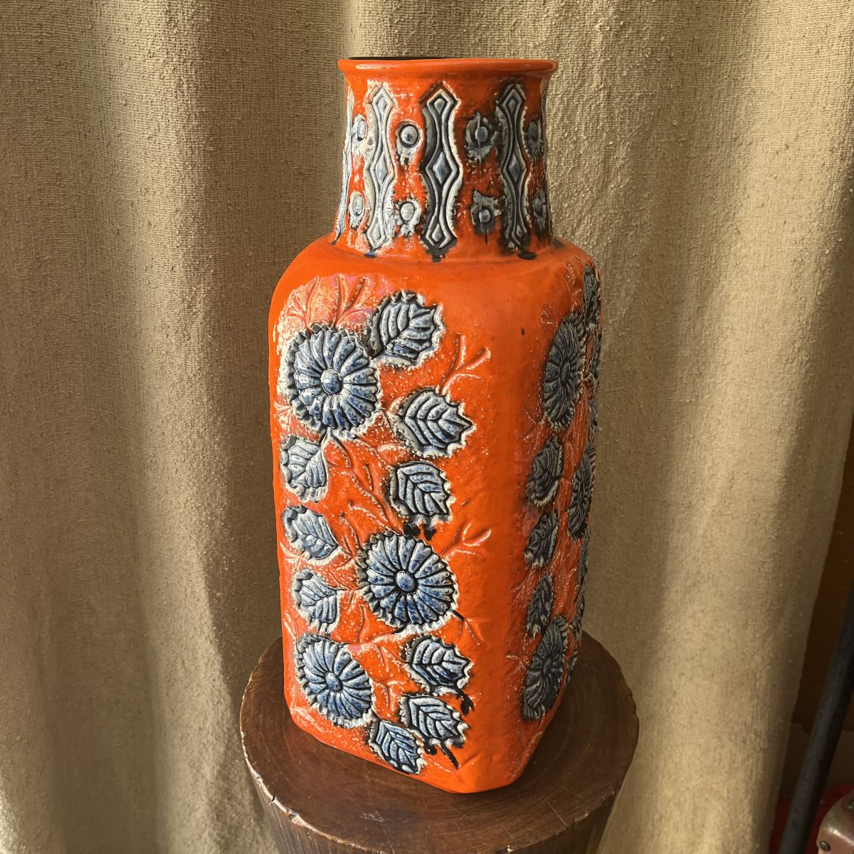 "germany" Vase, Glazed Ceramic With Floral Design, 1950s–1960s