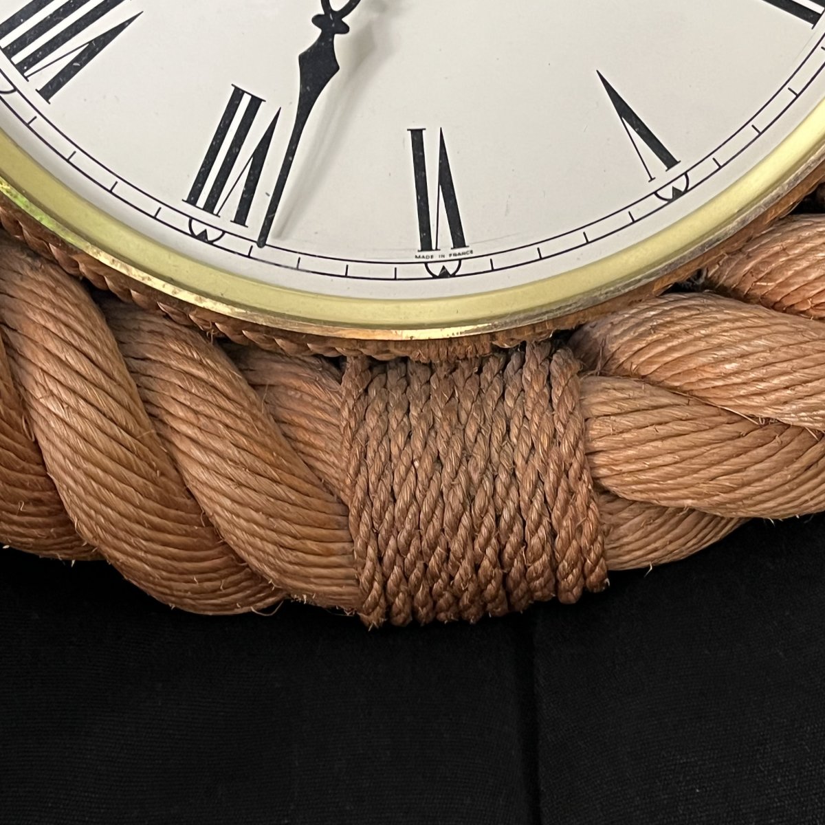"pocket Watch" Wall Clock By Audoux Minet, Made Of Rope, Circa 1950-photo-4