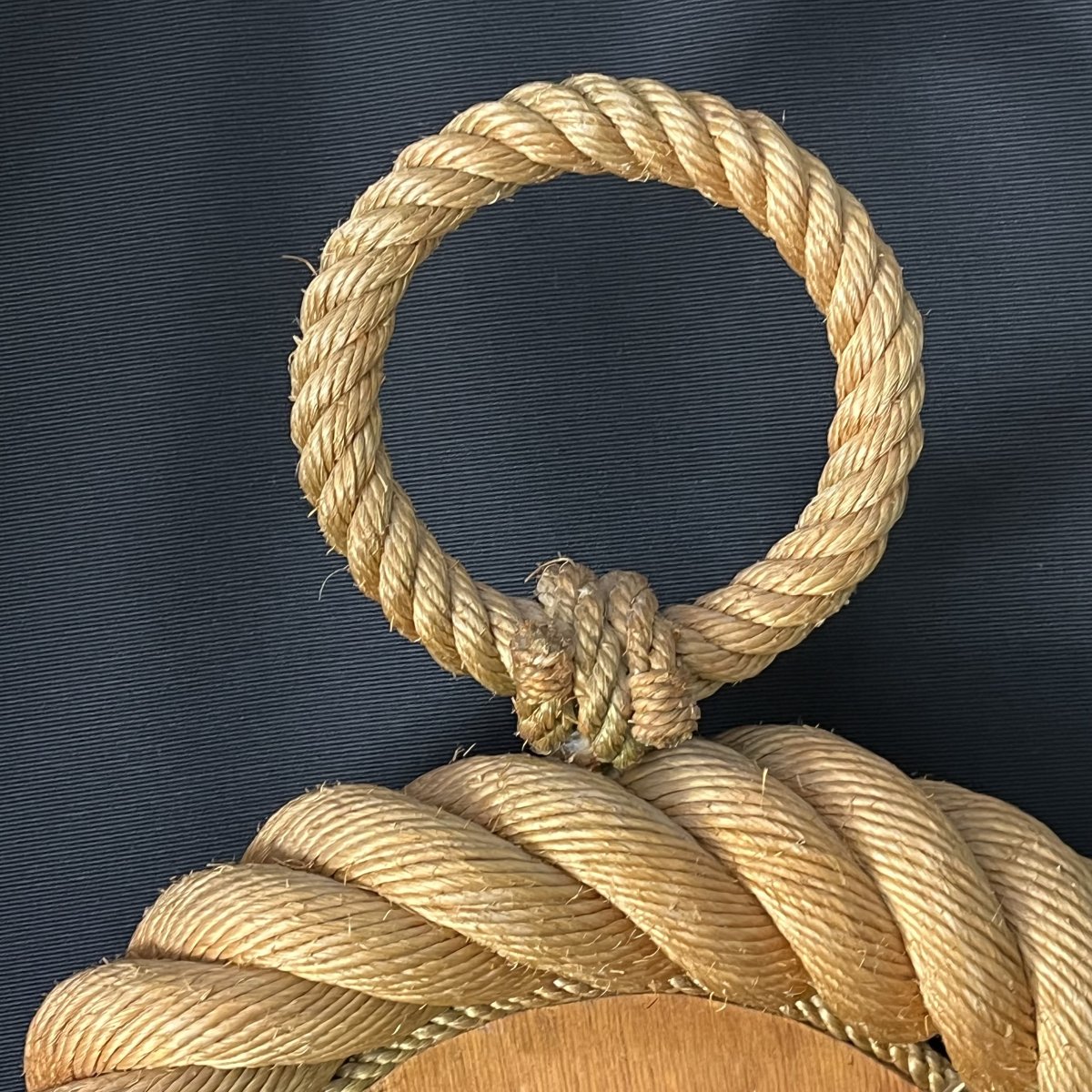 "pocket Watch" Wall Clock By Audoux Minet, Made Of Rope, Circa 1950-photo-3