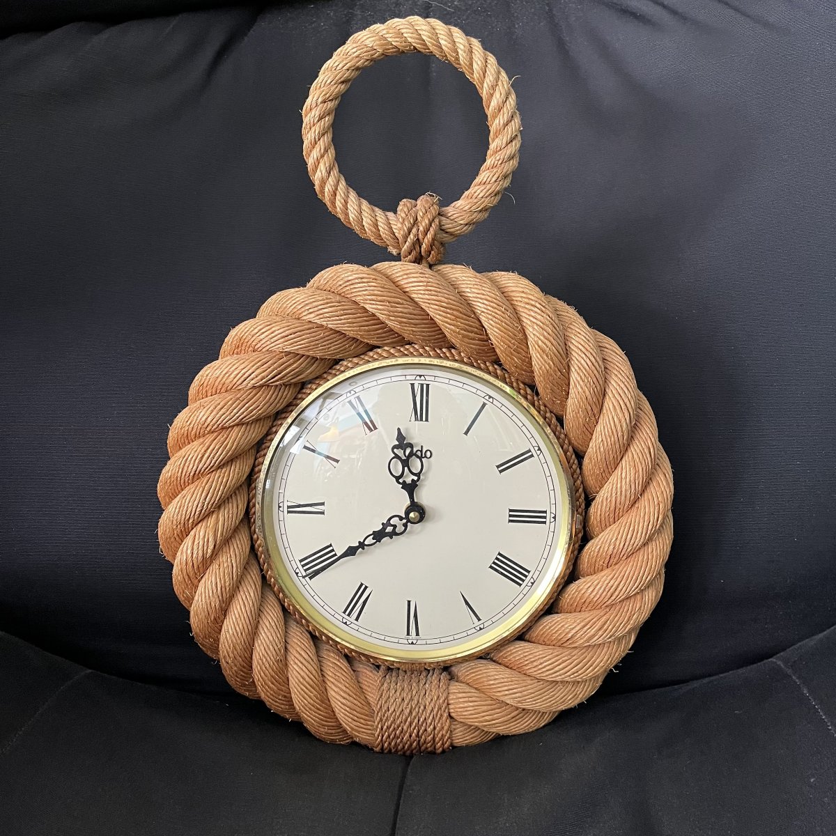 "pocket Watch" Wall Clock By Audoux Minet, Made Of Rope, Circa 1950