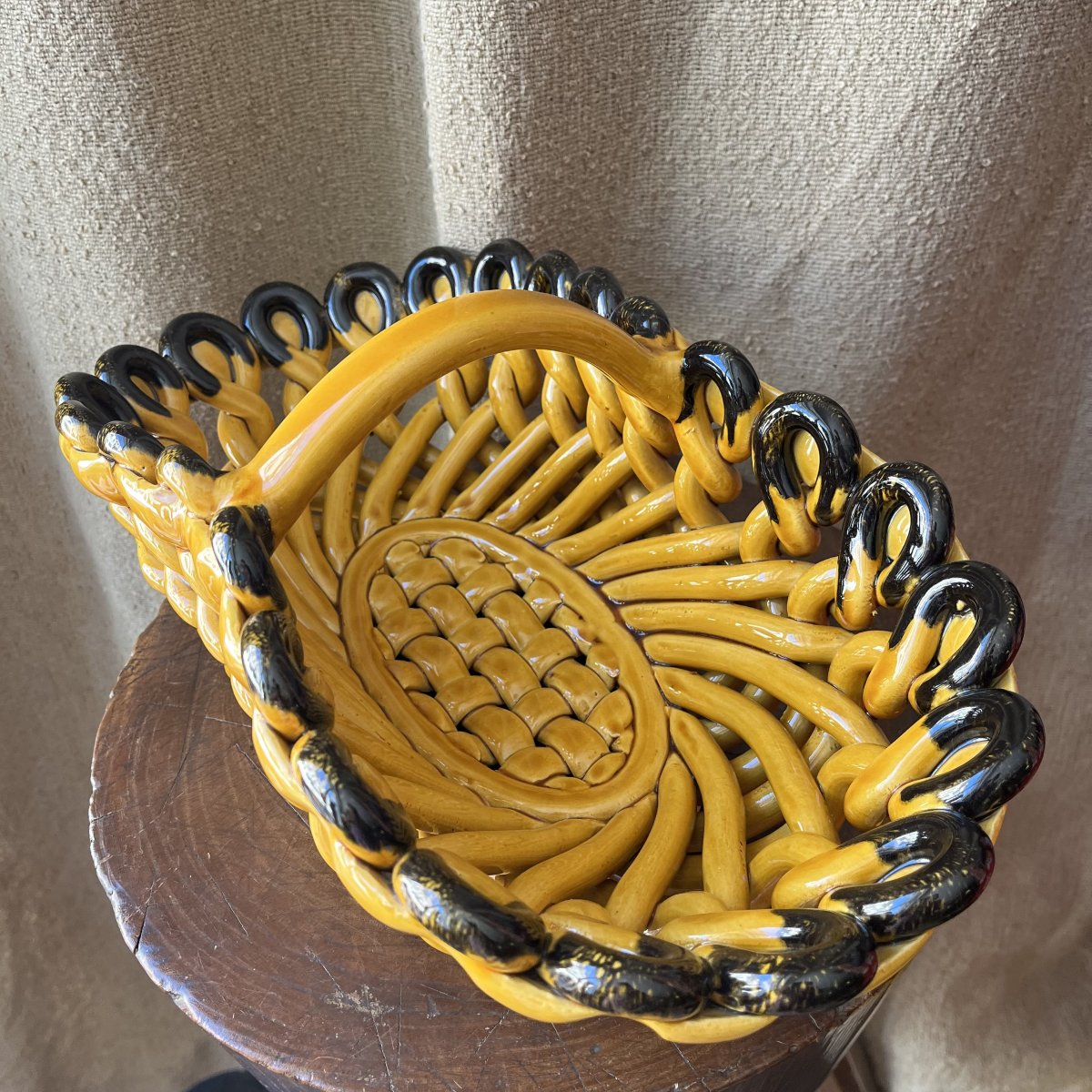 Woven Ceramic Basket By Hélène Ugo In Vallauris -photo-2