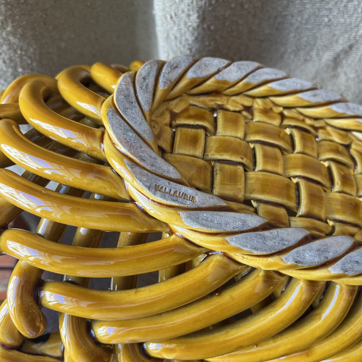 Woven Ceramic Basket By Hélène Ugo In Vallauris -photo-3