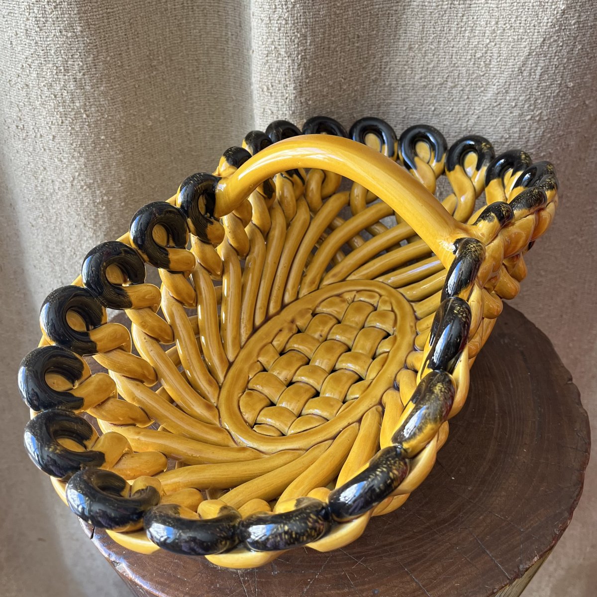 Woven Ceramic Basket By Hélène Ugo In Vallauris -photo-1