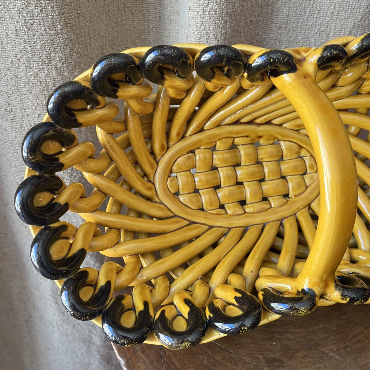 Woven Ceramic Basket By Hélène Ugo In Vallauris -photo-2