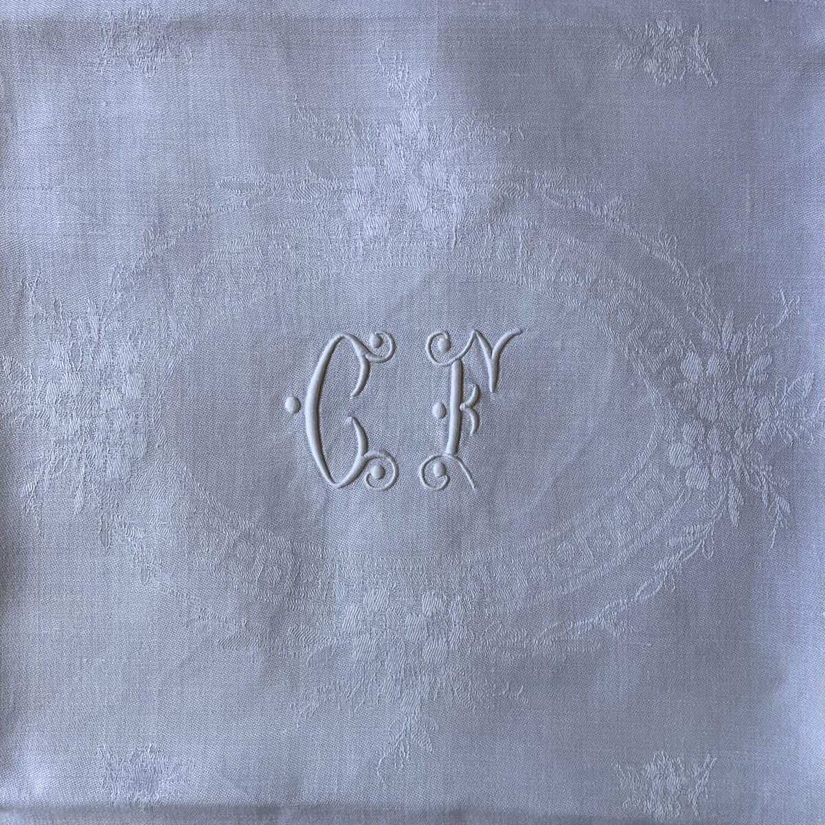 8 serviettes de table en lin monogrammées CF, fin XIX°-photo-4
