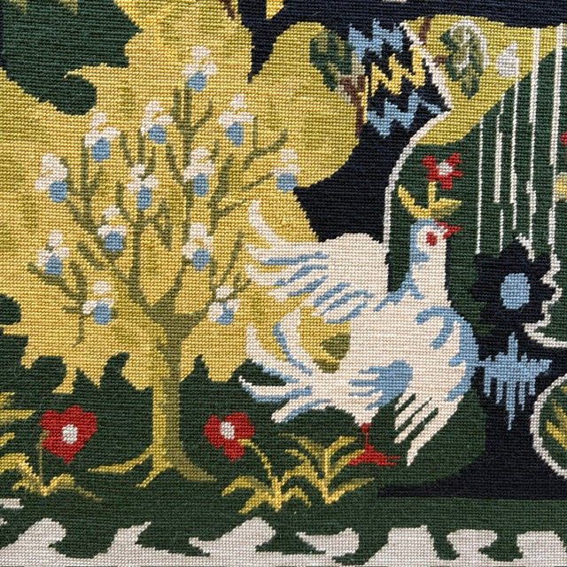 Wall Tapestry “the Lyre With Birds,” Circa 1950-photo-3