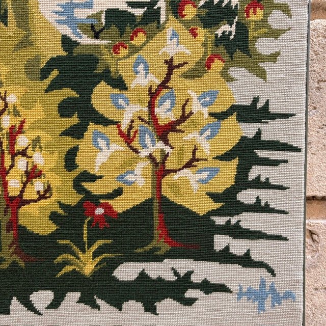 Wall Tapestry “the Lyre With Birds,” Circa 1950-photo-4