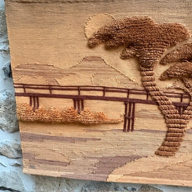 Tapisserie murale "paysage", en jute et laine, vers 1970-photo-4
