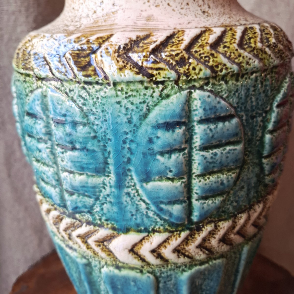 W. Germany Vase, Made Of Turquoise-blue Ceramic, From The 1950s-photo-4