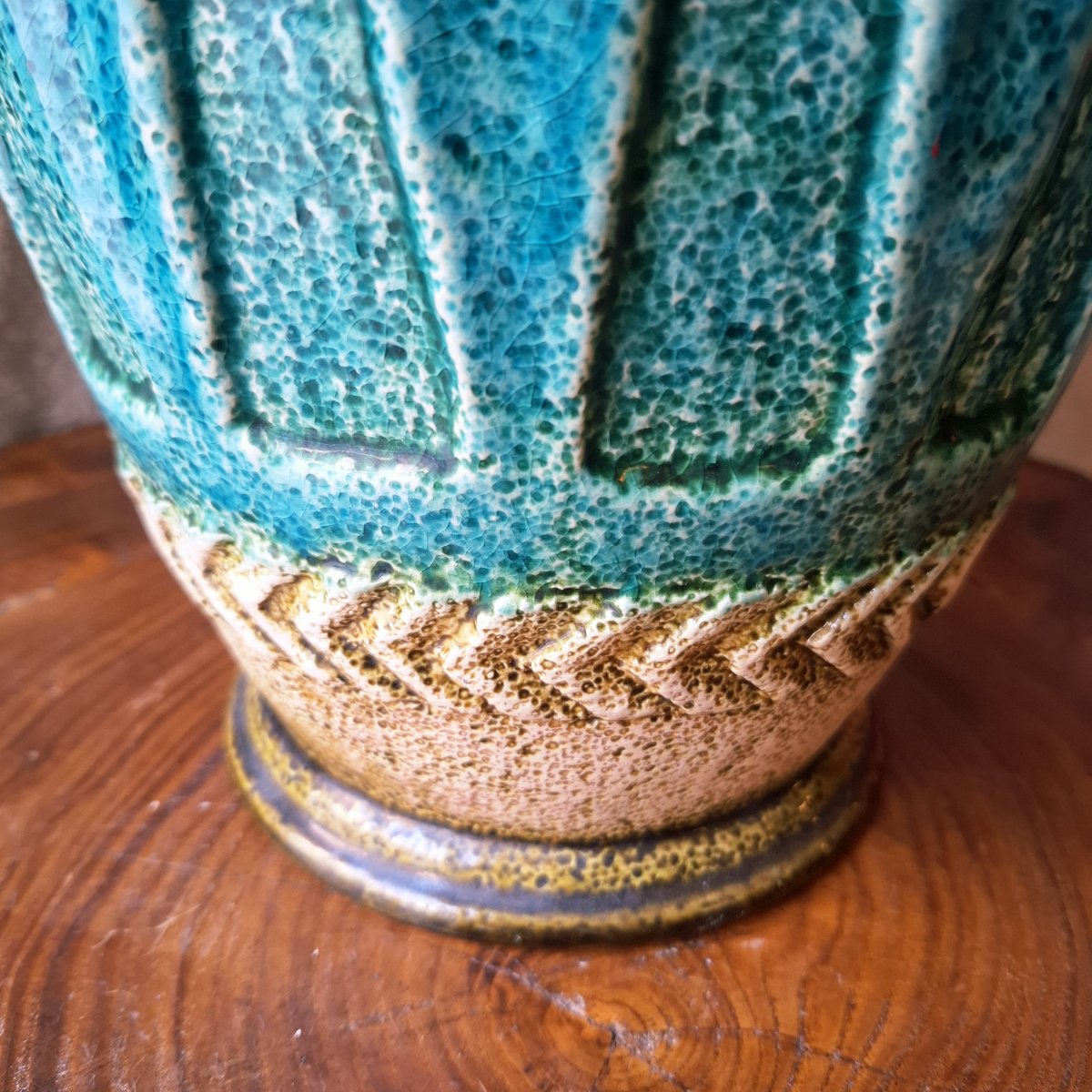 W. Germany Vase, Made Of Turquoise-blue Ceramic, From The 1950s-photo-1