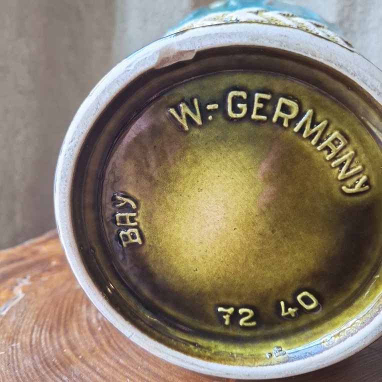 W. Germany Vase, Made Of Turquoise-blue Ceramic, From The 1950s-photo-4