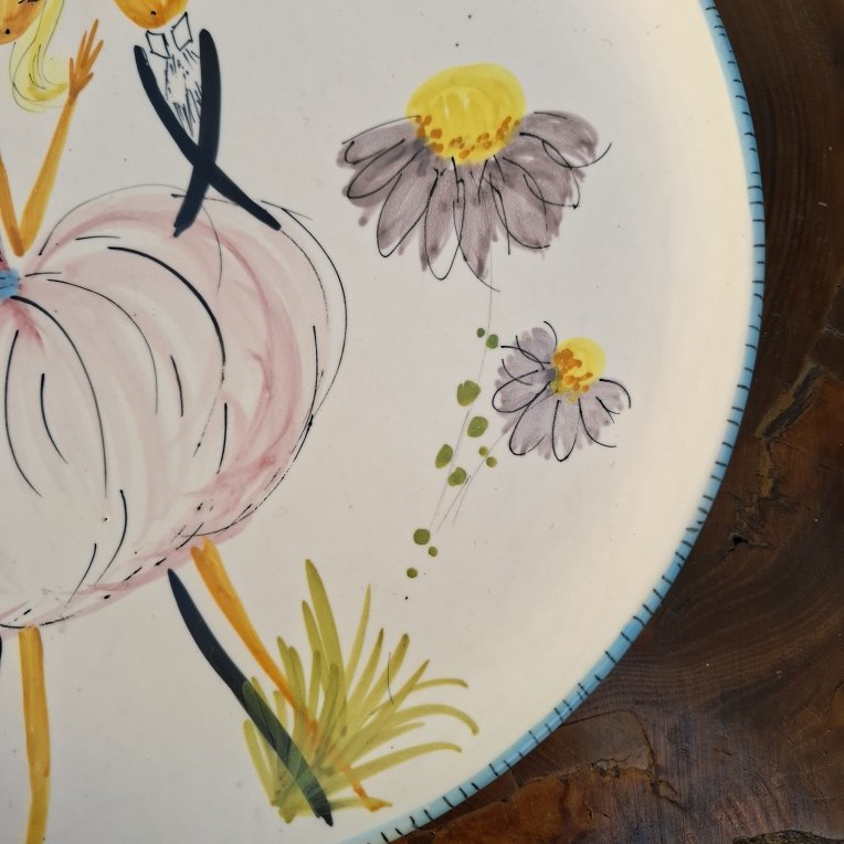 Plat décoratif, de l’atelier Cerennes à  Vallauris circa 1950-photo-2