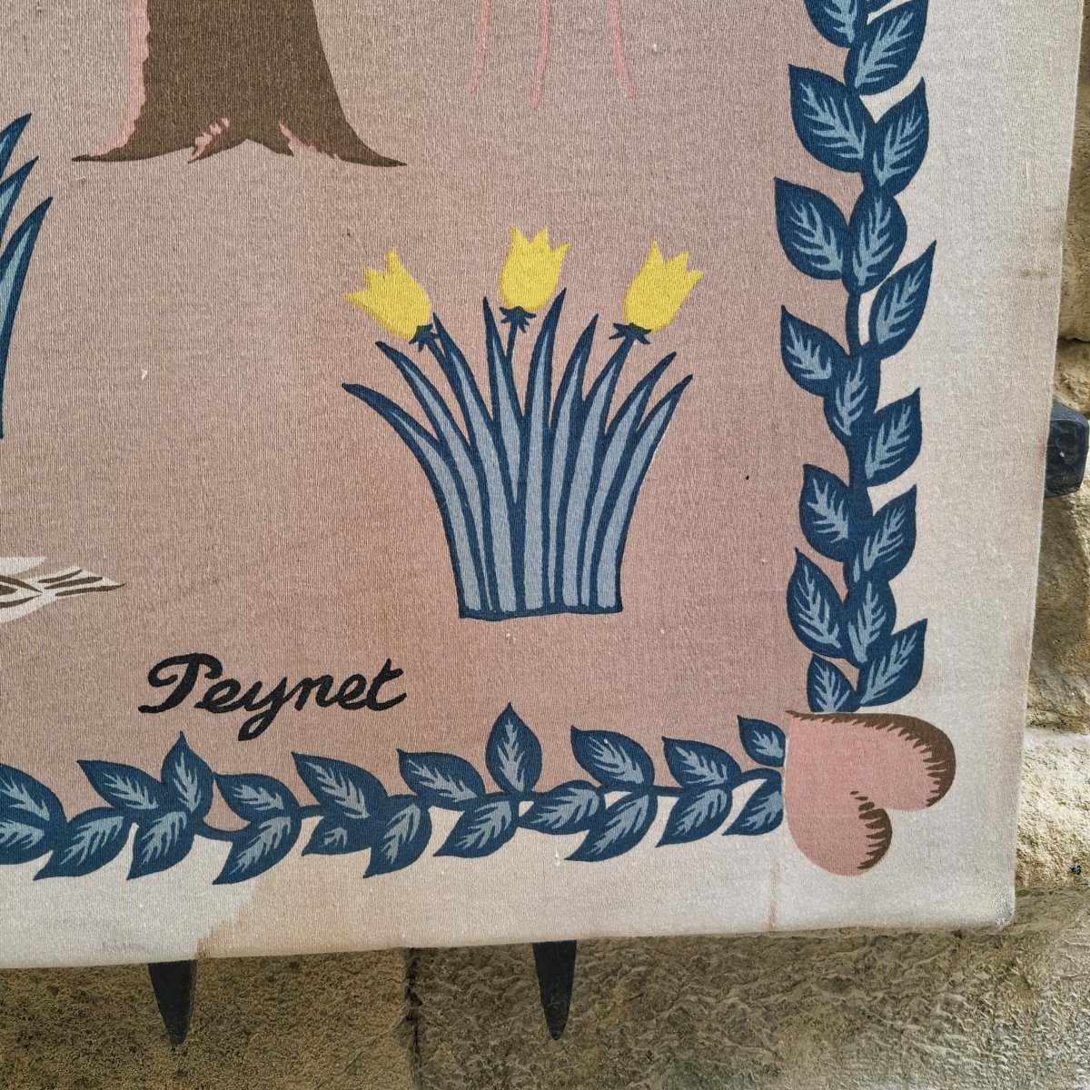 Tapisserie sérigraphie "les amoureux de Peynet", circa 1950-photo-5