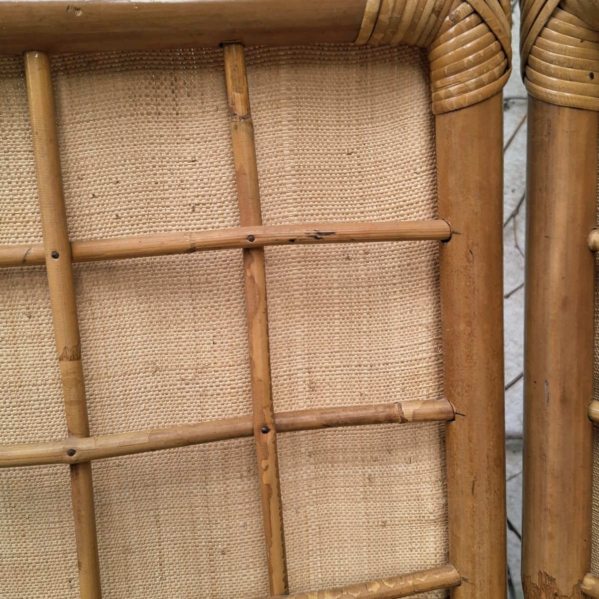 Rattan Screen, 3 Panels, Circa 1960-photo-2