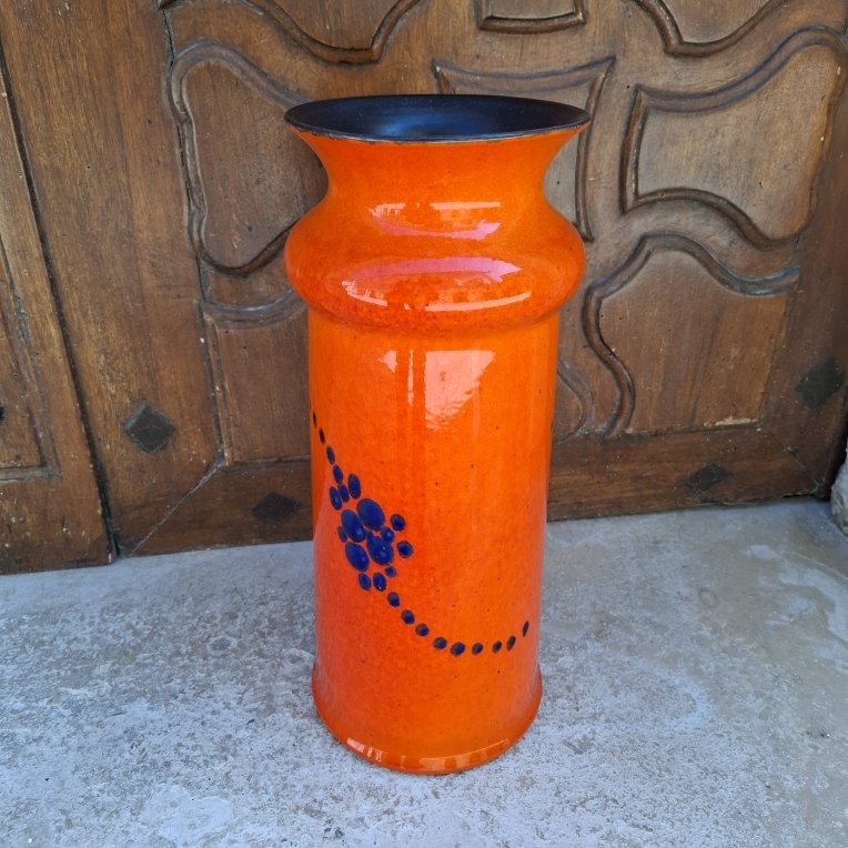 Vase en céramique  orange, Hollande ou West Germany, vers 1960-photo-3
