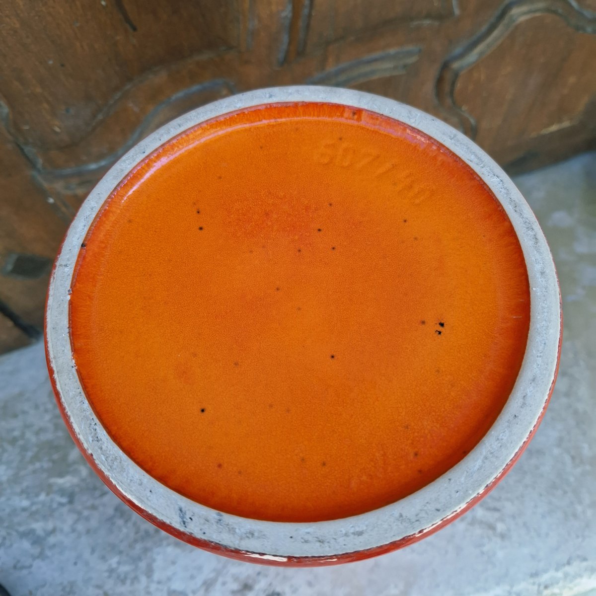 Vase en céramique  orange, Hollande ou West Germany, vers 1960-photo-4
