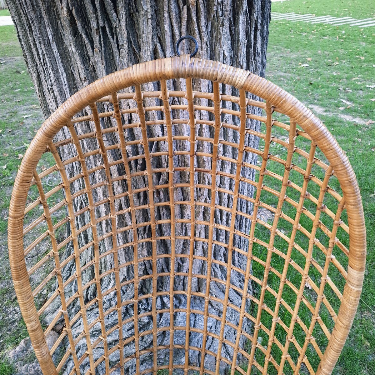 Fauteuil suspendu en rotin, années 1960-70-photo-2