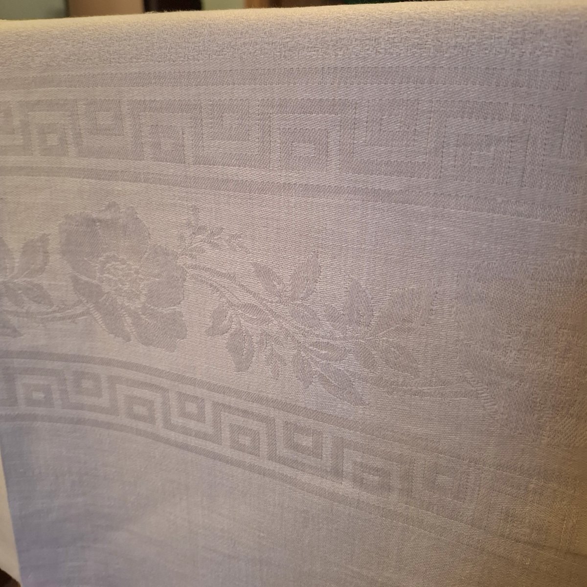 Nappe damassé en lin, début XXe-photo-3
