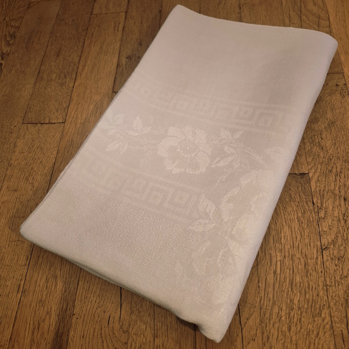 Nappe damassé en lin, début XXe-photo-2