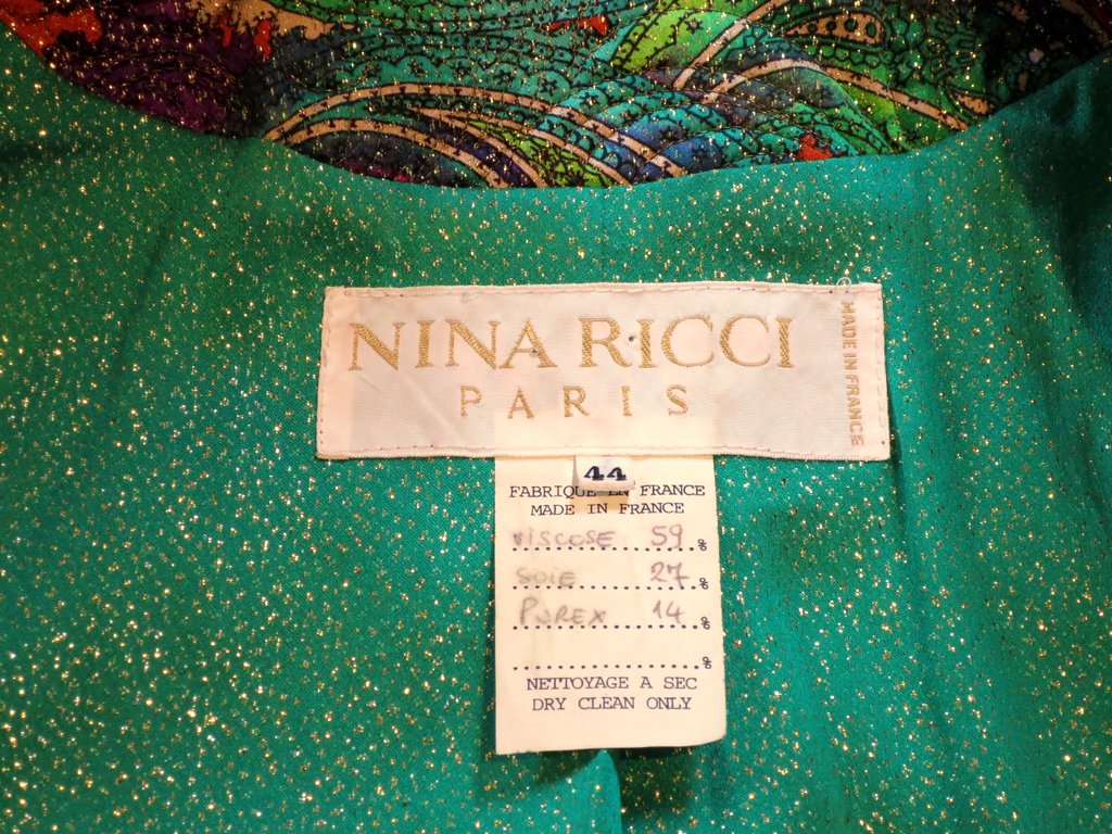 Veste NINA RICCI Paris à motifs cachemires multicolores, taille 44-photo-3