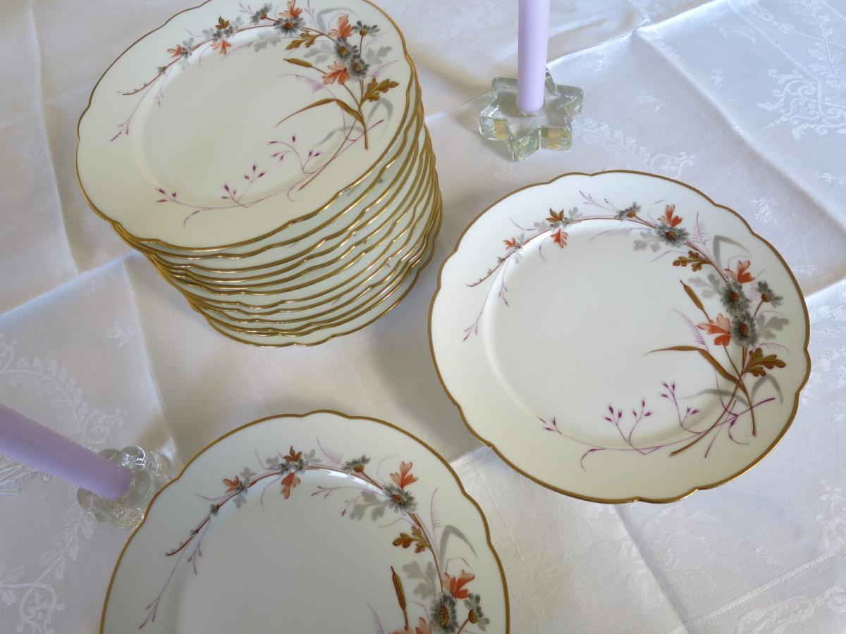 Hand Painted Porcelain Dessert Set With Flower Decor