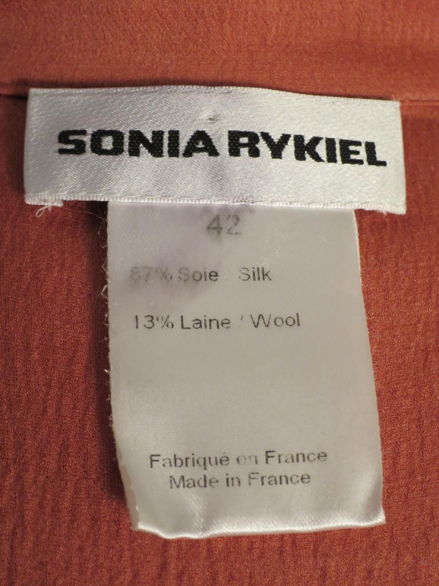 Blouse Sonia Rykiel Pink Silk Salmon Collar Lavallière, Size 42-photo-3