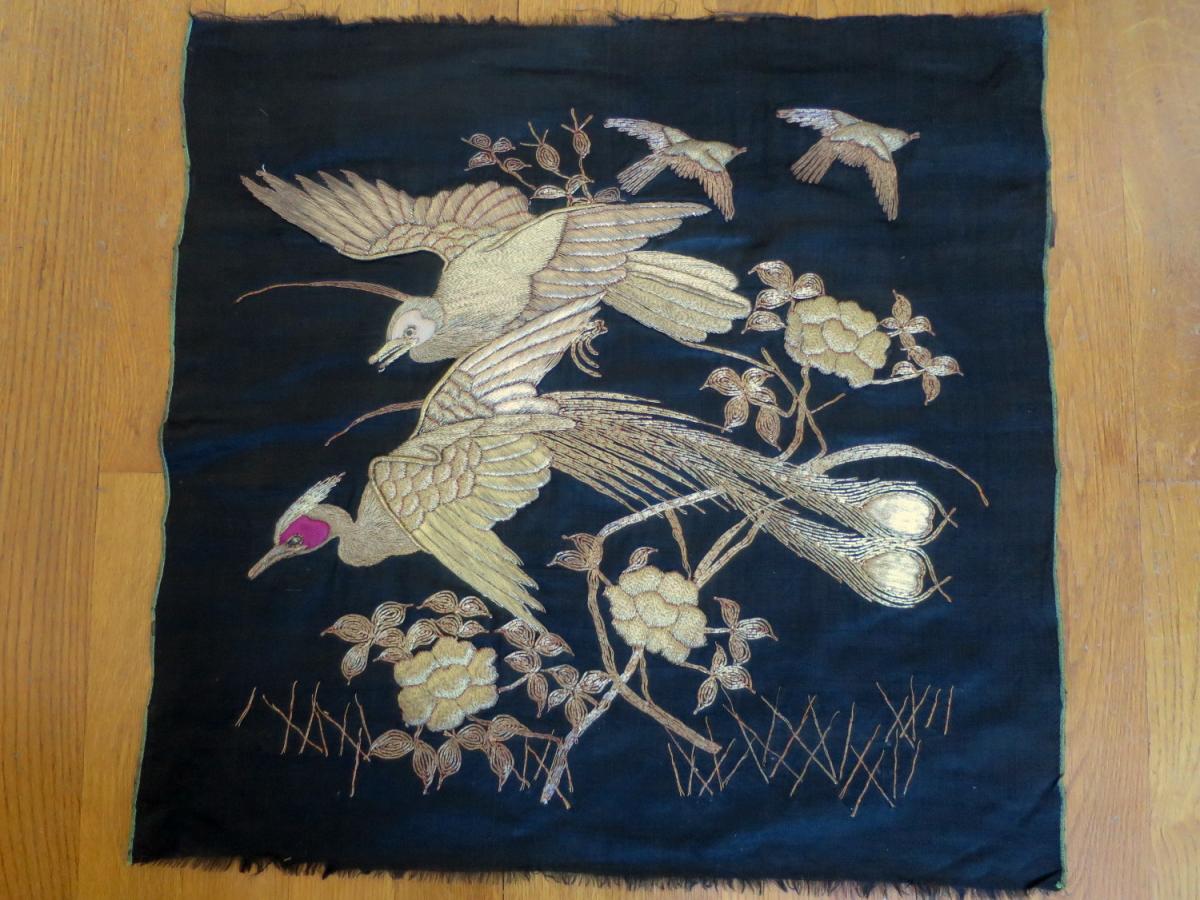 Japanese Embroidery With Bird Decor